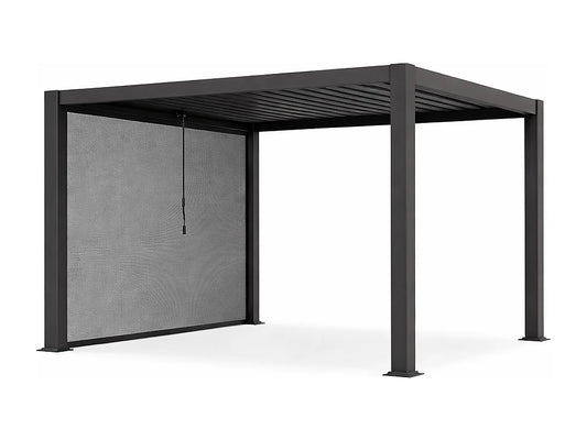 Pérgola bioclimática autoportante de aluminio 12m² con cortina retráctil An.300 cm - Antracita - ALMAFI