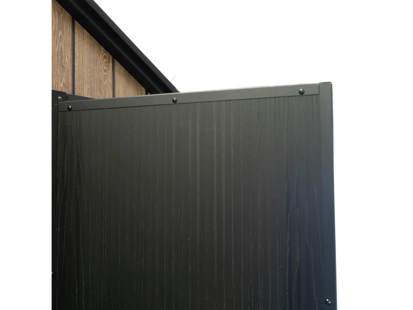 Hoggar – Caseta de Resina Jardín 6,41m2 - Suelo – Ventana – Efecto Madera Premium - Doble Puerta Amplia – Protección UV e Impermeable – Cierre con Pasador