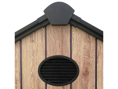 Hoggar – Caseta de Resina Jardín 6,41m2 - Suelo – Ventana – Efecto Madera Premium - Doble Puerta Amplia – Protección UV e Impermeable – Cierre con Pasador