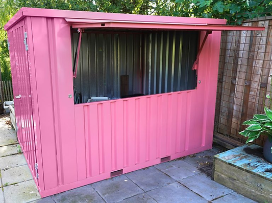 Contenedor de bar plegable de 3 x 2 m - Rosa RAL