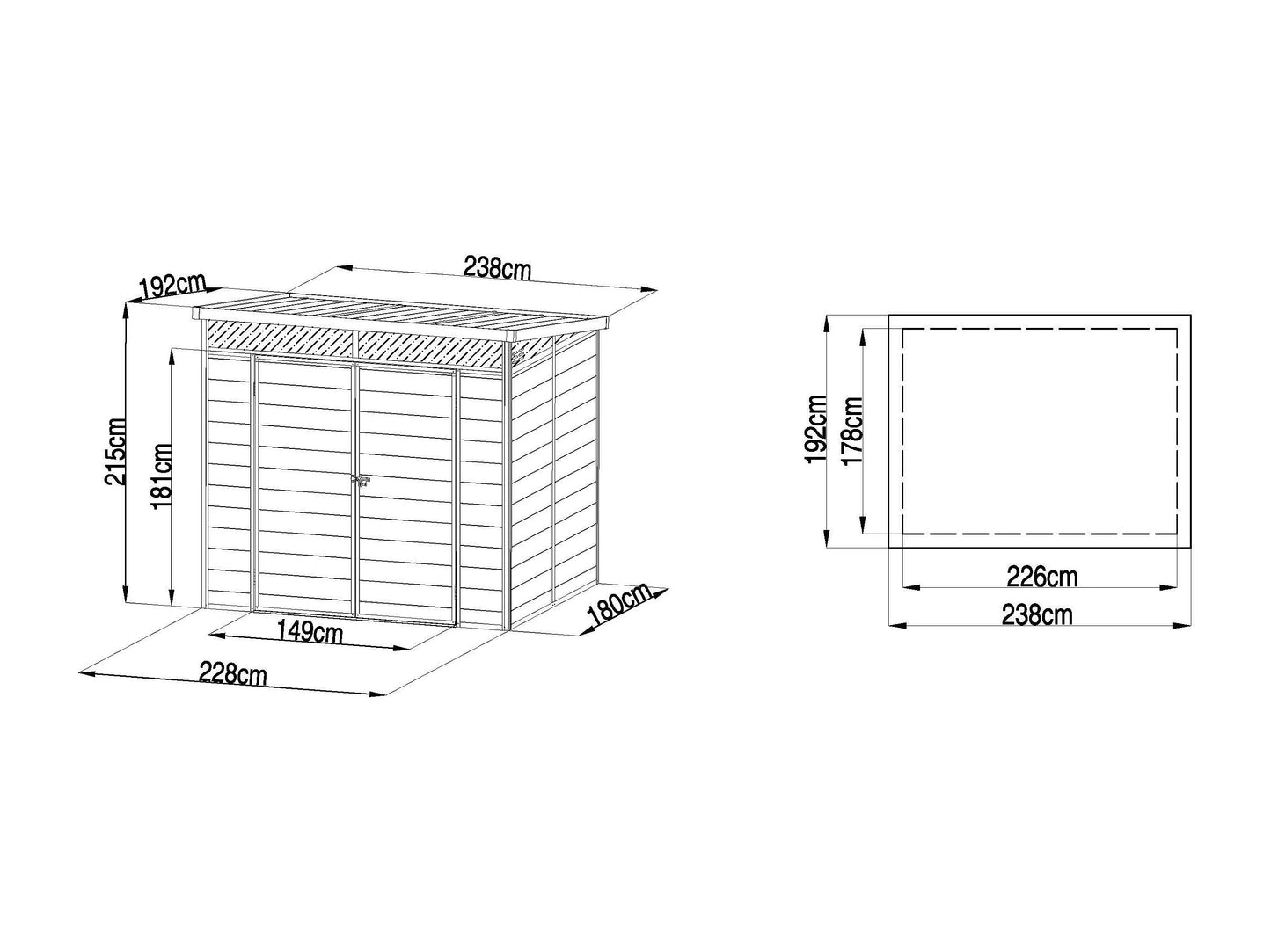 Caseta de jardín de resina gris antracita 4 m² con suelo - MINARO