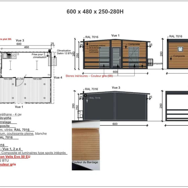 Bungalow amueblado tipo contenedor con cobertizo de jardín nuevo. T2