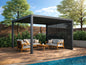 Pérgola bioclimática autoportante de aluminio 12m² con cortina retráctil An.300 cm - Antracita - ALMAFI