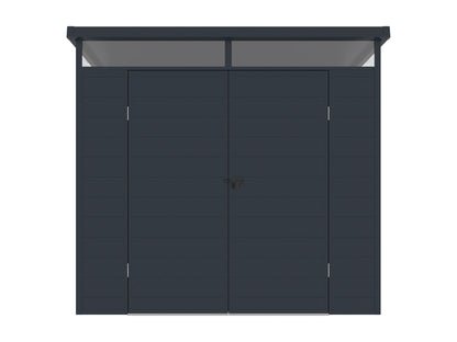 Caseta de jardín de resina gris antracita 4 m² con suelo - MINARO