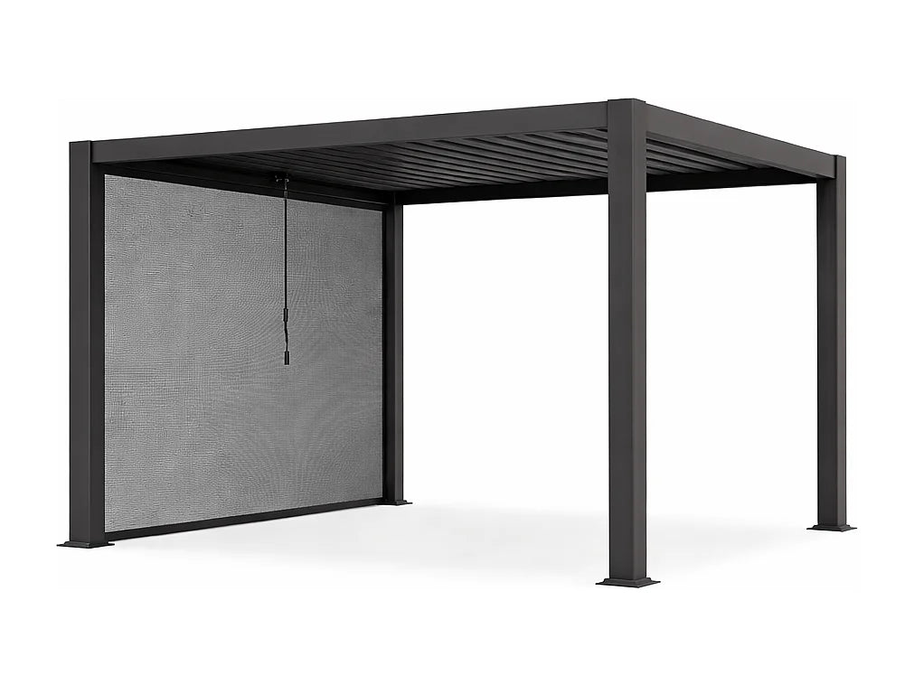 Pérgola bioclimática autoportante de aluminio 12m² con cortina retráctil An.300 cm - Antracita - ALMAFI