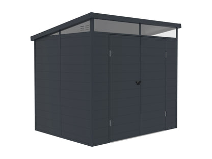 Caseta de jardín de resina gris antracita 4 m² con suelo - MINARO