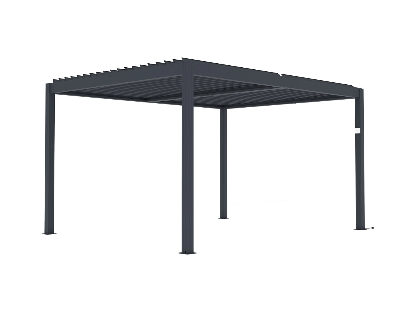Pérgola bioclimática autoportante eléctrica antracita en aluminio con lamas orientables y celosía 3,68 m - 12 m² - AMADORA